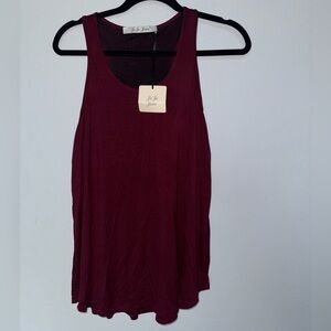Juju Jams Burgundy Sleep Tank Flowy Lounge Casual Soft Stretch Size Medium NWT